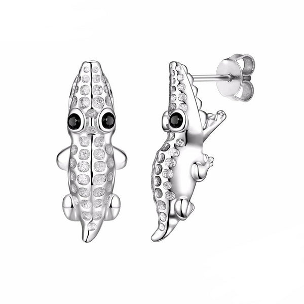925 Sterling Silver Alligator Stud Earrings Women’s Jewelry
