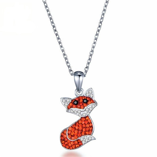 Red Fox Pendant 925 Sterling Silver Necklace