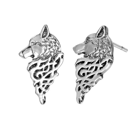 Retro Wolf Animals Viking Stud Earring