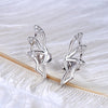 925 Sterling Silver Bat Wings Zircon Stud Earrings