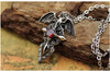 Cross Bat Wings Red Crystal Pendant Necklace