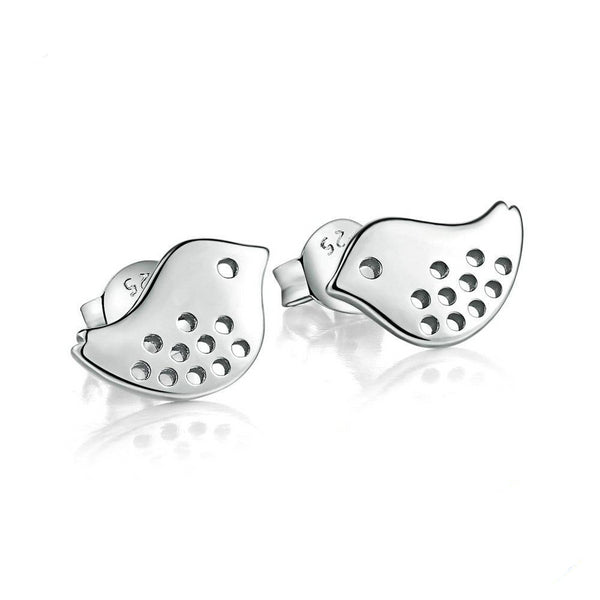 Cute Bird 925 Sterling Silver Stud Earrings for Women