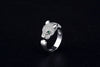 Resizable Green Eyes Silver Leopard Head Ring