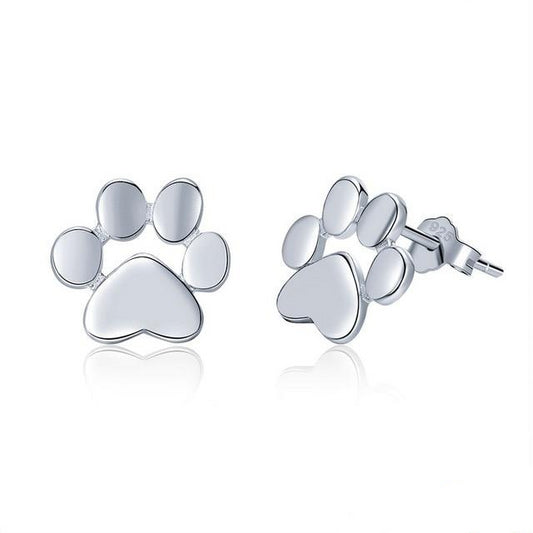 925 Sterling Silver Cat’s Paw Stud Earrings Women’s Jewelry