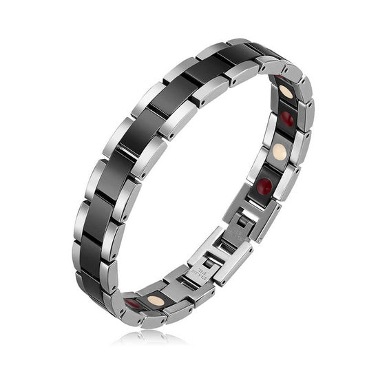 Black & Silver Stainless Steel Unisex Bracelet for Couples