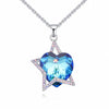 Austrian Crystals and Cubic Zirconia Heart and Start Pendant Necklace Women Jewelry