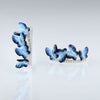 925 Sterling Silver Cubic Zirconia Stud Blue Butterfly Earrings