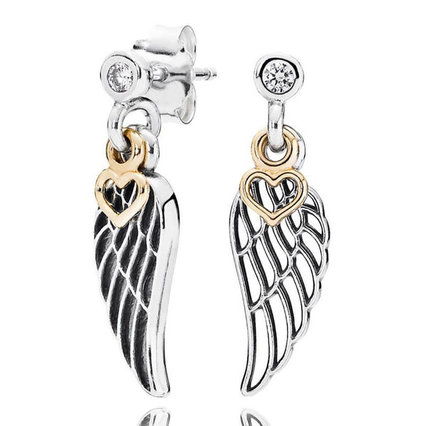 925 Sterling Silver Earring Guardian Angel Wings Stud Earrings