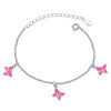 925 Sterling Silver Lovely Pink Butterfly Pendant Bracelet