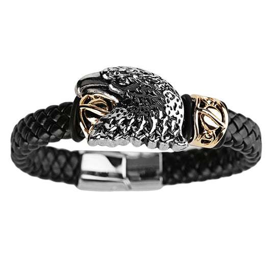 Stylish Eagle Head Woven Leather Bracelet for Men and Women