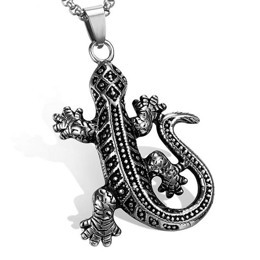 316L Stainless Steel Lizard Pendant Necklaces for Men