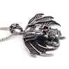 Gothic Flying Skull with Red Crystal Pendant Necklace