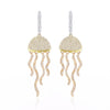 Gold and Silver Jellyfish with Cubic Zirconia Stud Earrings Women’s Jewelry