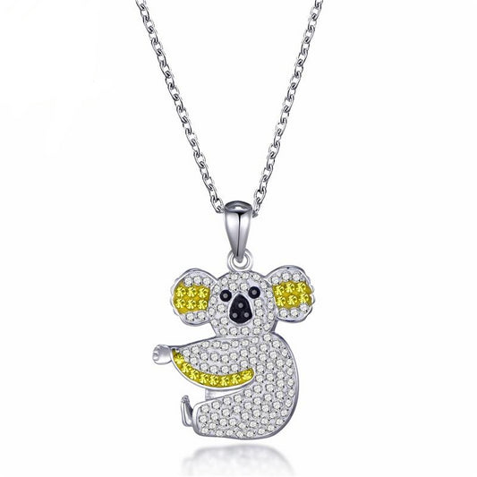 Colorful Pave Setting of Koala Pendant Necklace Women’s Jewelry