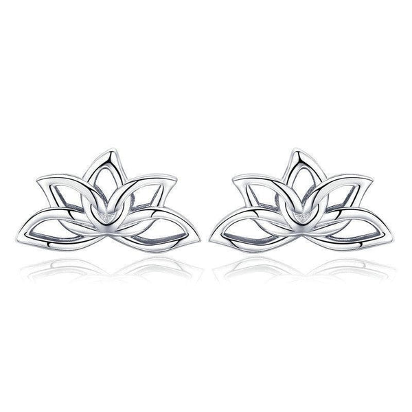 925 Sterling Silver Lotus Flower Stud Earrings