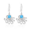 925 Sterling Silver Octopus Blue Stone Drop Earrings Women’s Jewelry