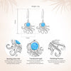 925 Sterling Silver Octopus Blue Stone Drop Earrings Women’s Jewelry