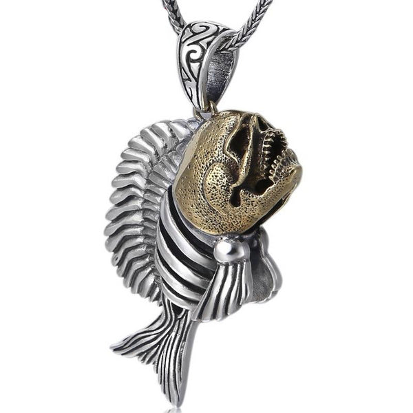 925 Sterling Silver Piranha Pendant Men’s Jewelry