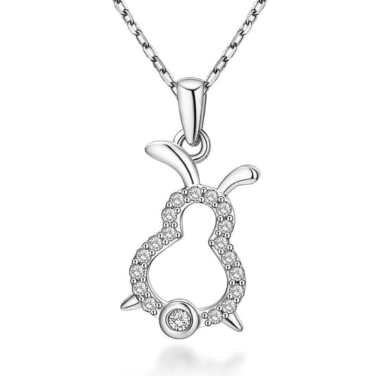 925 Sterling Silver Rabbit Long Chain Pendant Necklace