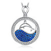 925 Sterling Silver Blue Ocean Dolphin Pendant Necklace