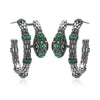 Silver Snake with Cubic Zirconia Stud Earring