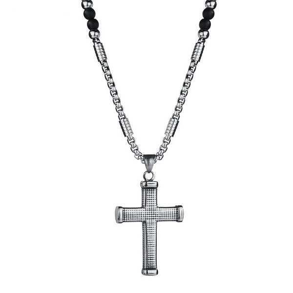 Beaded Catholic Rosario Chain Cross Pendant Necklace