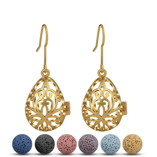 Gold Water Drop Essential Oil Diffuser Dangling Earring