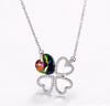 925 Sterling Silver Multicolored Four Leaf Clove Pendant Necklace